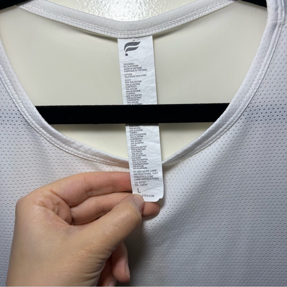 Fabletics White Mesh Muscle Tank Size Large - Picture 6 of 9